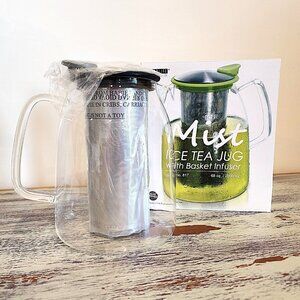 Mist Glass Iced Tea Jug w/ Basket Infuser - 68 oz. - New / Graphite Black